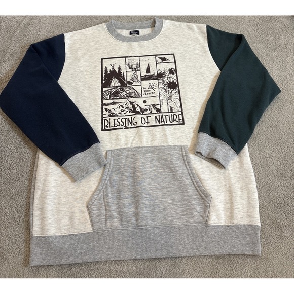 Go Slow‎ Caravan Japan Sz 4/US M/L Colorblock Blessing Of Nature Sweatshirt
